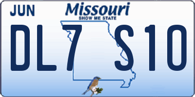 MO license plate DL7S1O