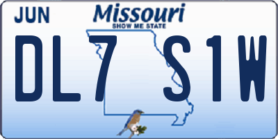 MO license plate DL7S1W
