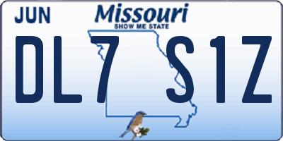 MO license plate DL7S1Z
