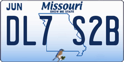 MO license plate DL7S2B