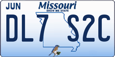 MO license plate DL7S2C