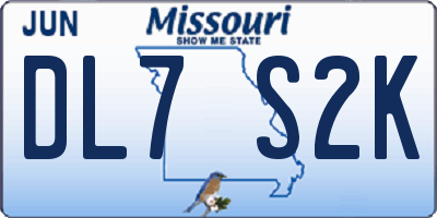 MO license plate DL7S2K