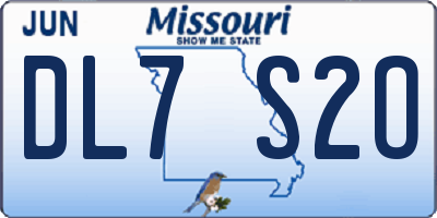 MO license plate DL7S2O