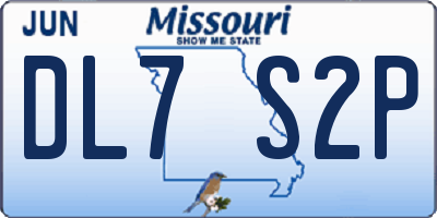 MO license plate DL7S2P