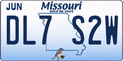 MO license plate DL7S2W