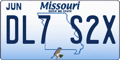 MO license plate DL7S2X