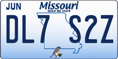 MO license plate DL7S2Z