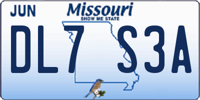 MO license plate DL7S3A