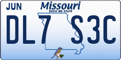MO license plate DL7S3C