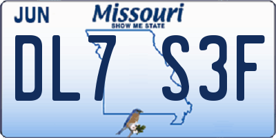 MO license plate DL7S3F