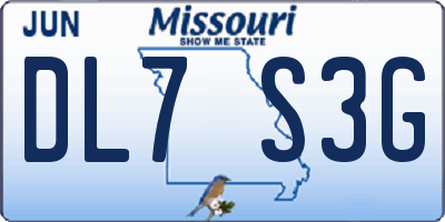 MO license plate DL7S3G