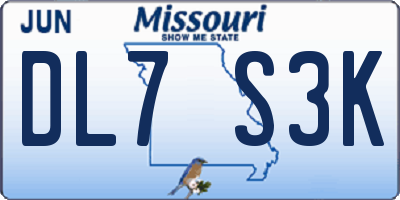 MO license plate DL7S3K