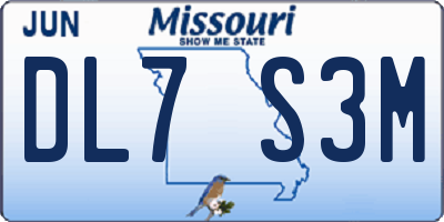 MO license plate DL7S3M