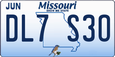 MO license plate DL7S3O