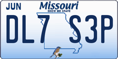 MO license plate DL7S3P