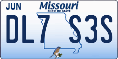 MO license plate DL7S3S