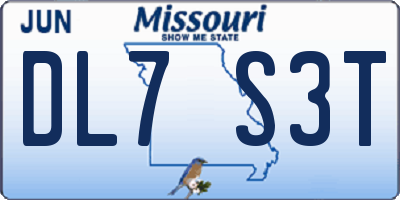 MO license plate DL7S3T
