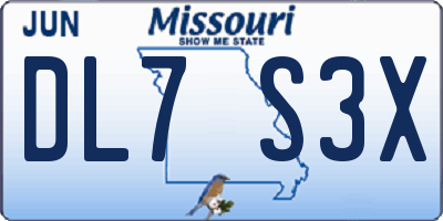 MO license plate DL7S3X
