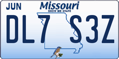 MO license plate DL7S3Z