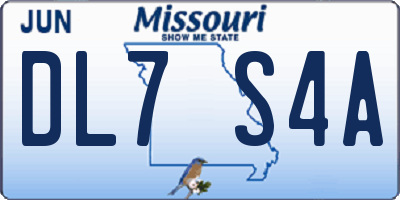 MO license plate DL7S4A