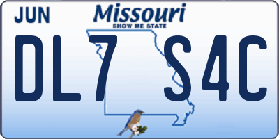 MO license plate DL7S4C