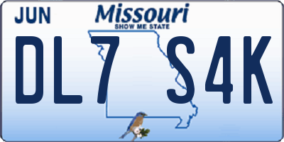 MO license plate DL7S4K