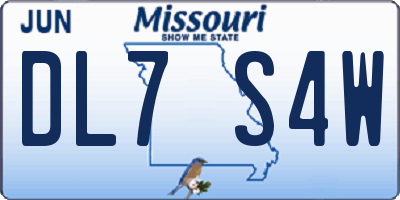 MO license plate DL7S4W
