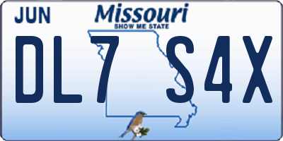 MO license plate DL7S4X