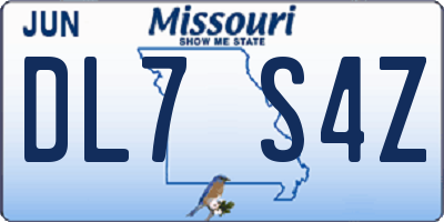 MO license plate DL7S4Z