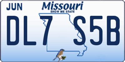 MO license plate DL7S5B