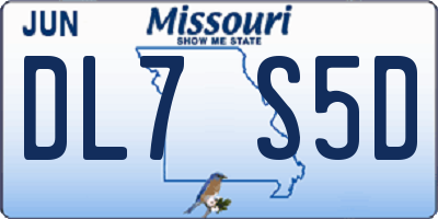 MO license plate DL7S5D