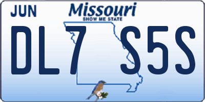 MO license plate DL7S5S