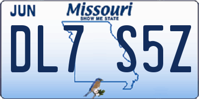 MO license plate DL7S5Z