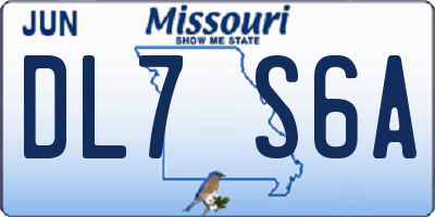 MO license plate DL7S6A