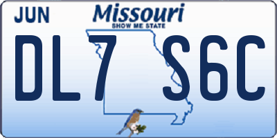 MO license plate DL7S6C