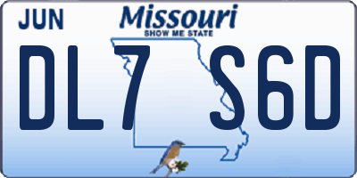 MO license plate DL7S6D