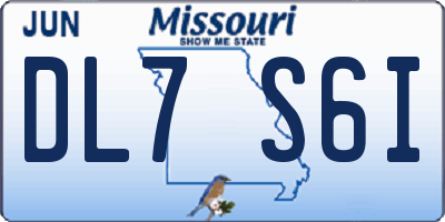 MO license plate DL7S6I
