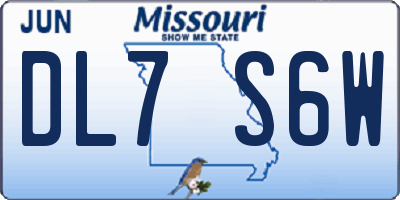MO license plate DL7S6W
