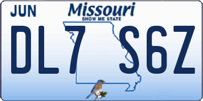 MO license plate DL7S6Z