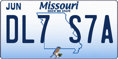 MO license plate DL7S7A