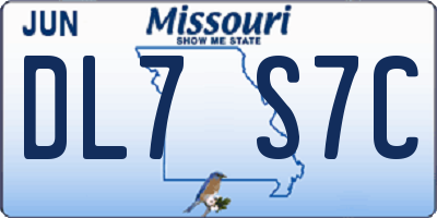 MO license plate DL7S7C