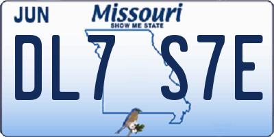 MO license plate DL7S7E