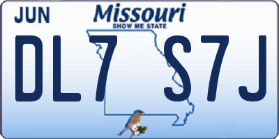 MO license plate DL7S7J