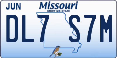 MO license plate DL7S7M