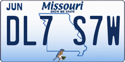 MO license plate DL7S7W