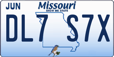 MO license plate DL7S7X