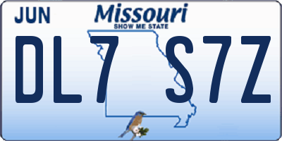 MO license plate DL7S7Z
