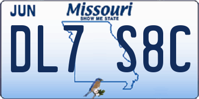 MO license plate DL7S8C