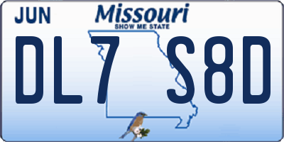 MO license plate DL7S8D