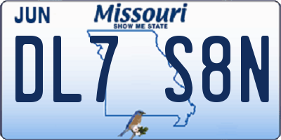 MO license plate DL7S8N